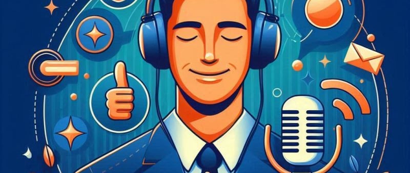 a man in a suit and headphones with headphones