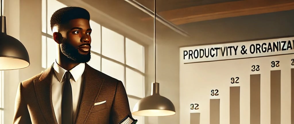 a man in a suit and tie standing in front of a calendar