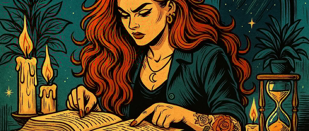 a woman reading a book in front of a candle