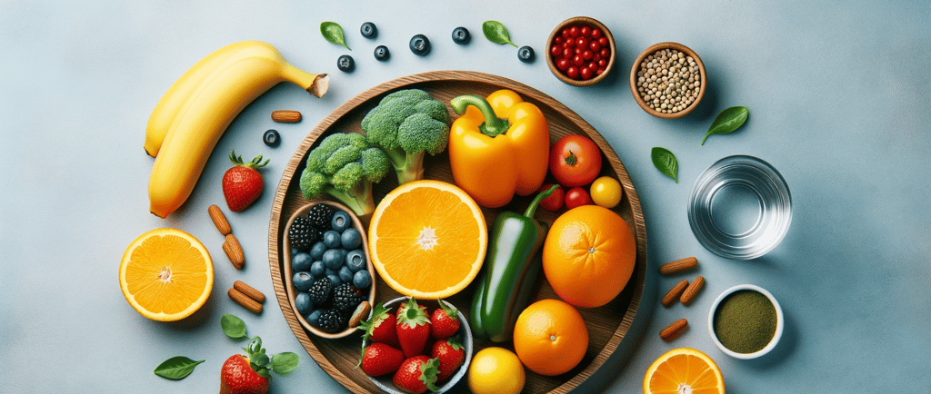 a bowl of fruit and vegetables on a table
