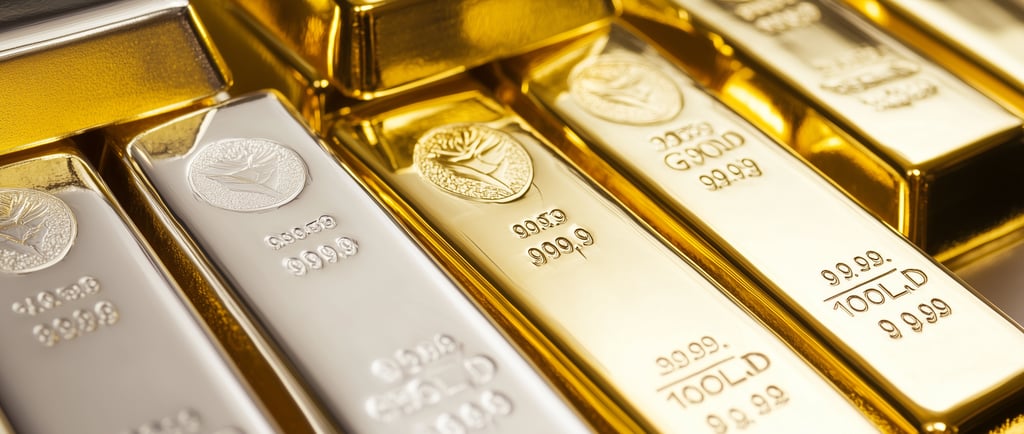 gold bars and coins and silver bars and coins