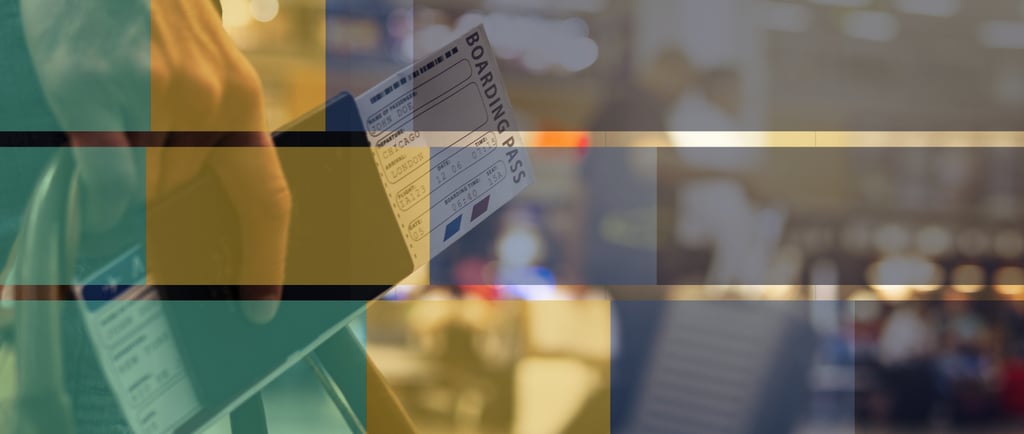 image of an air ticket overlayed with a bar graph to symbolise AI in travel