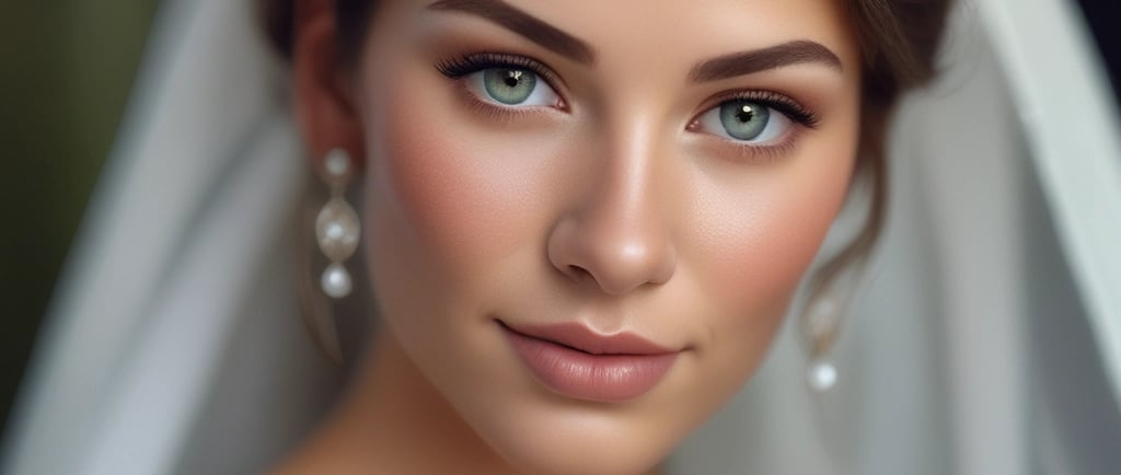 Natural bridal makeup look with glowing skin texture by Maria Padela Dubai.