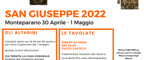 locandina delle tradizioni di san giuseppe a monteparano 2022