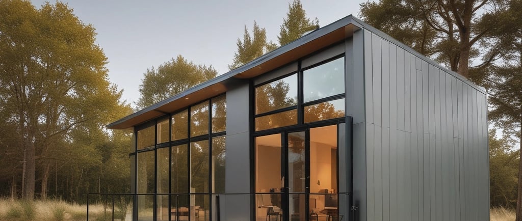 a row of houses with green roofs against a blue sky