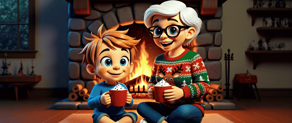 Alvey and Nanny by the fire alveystarr.com