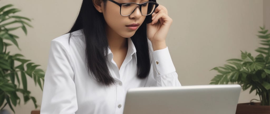 a person in a mask using a laptop