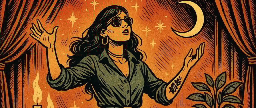 a woman in a black shirt and glasses