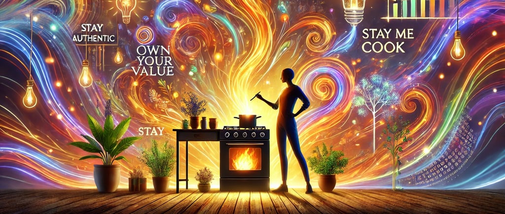 a person standing in front of a colorful wallpaper