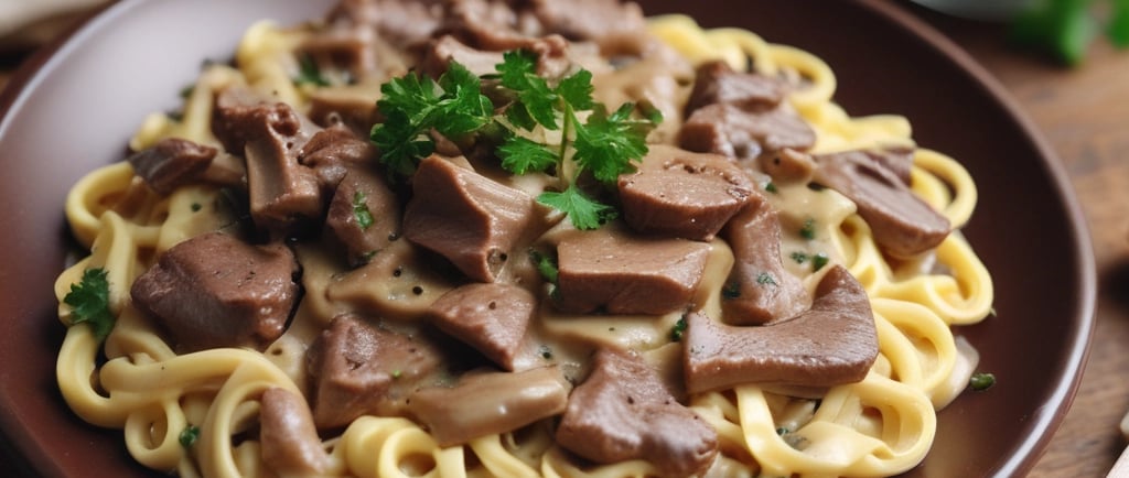 a plate of pasta with mushrooms and mushrooms