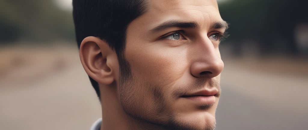 A thoughtful adult man reflecting in a cozy, sunlit room filled with books and plants.