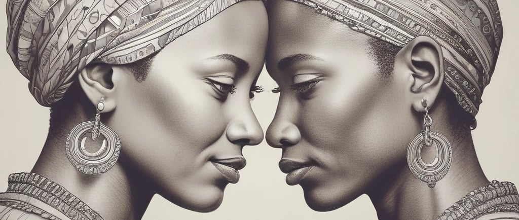 two women in traditional african - american style clothing