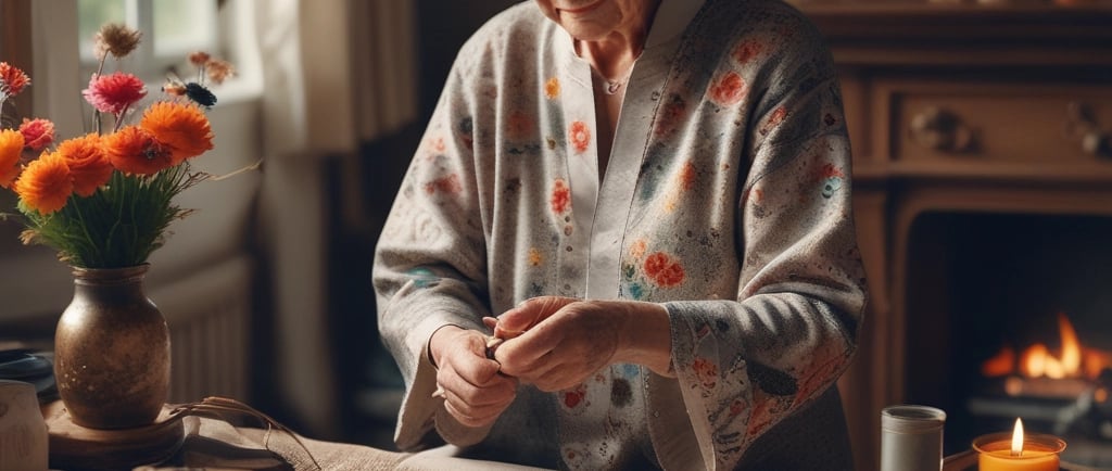elderly woman in living room