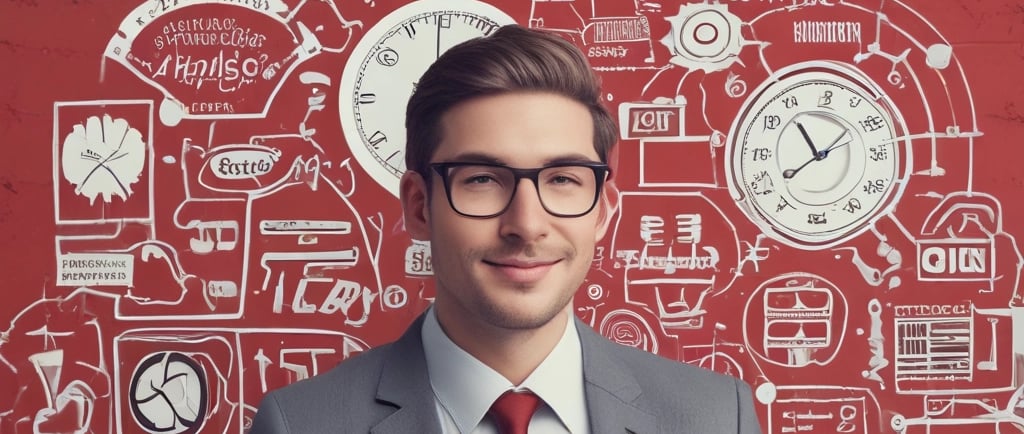 Man in suit holding clipboard talking to woman
