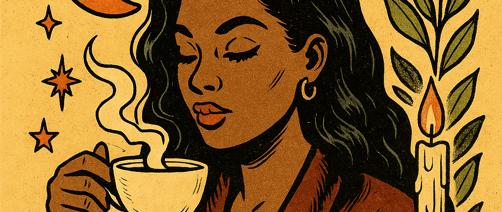 a woman is holding a cup of coffee