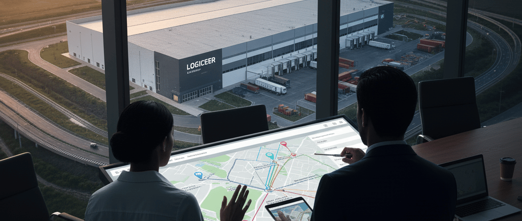 two men sitting at a table with a map on the table