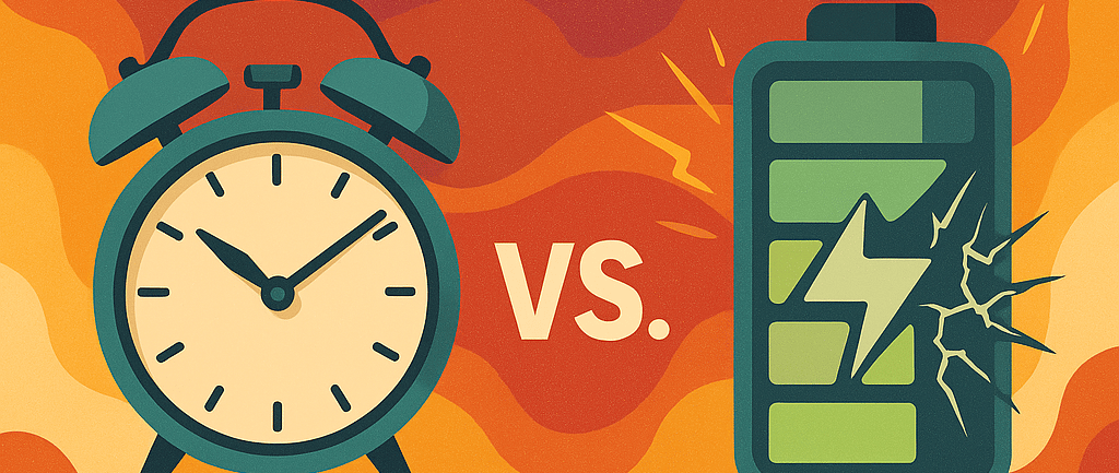 a clock and a clock on a red background