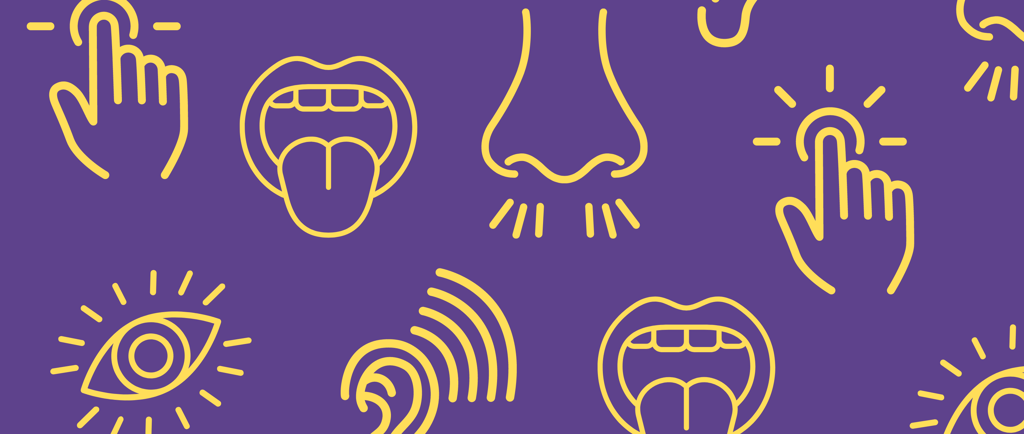 um conjunto de ícones representando os sentidos humanos