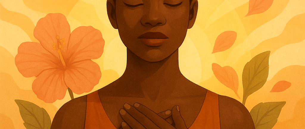 a woman with her hands clasped in prayer