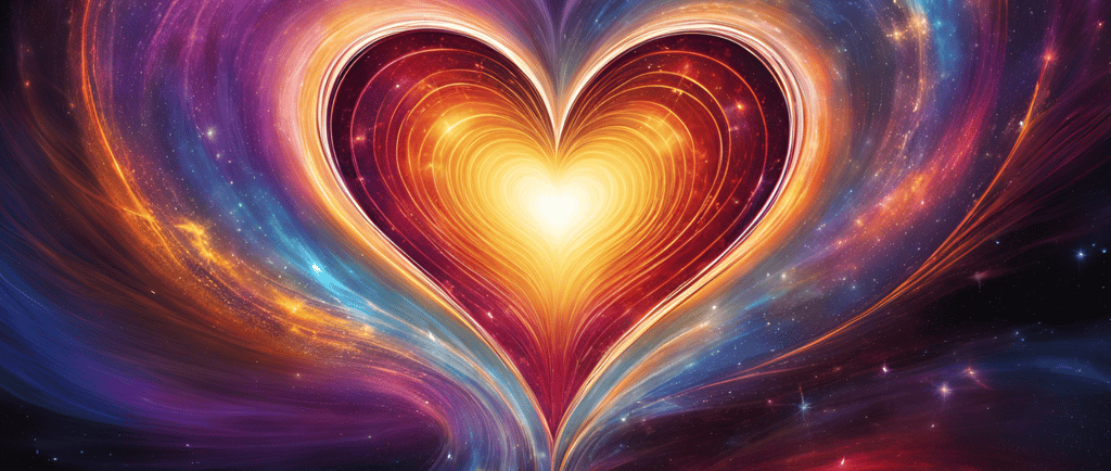 Luz radiante emanando de un corazón luminoso, simbolizando la energía del amor incondicional