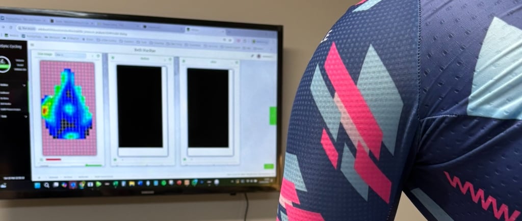 A screen showing saddle pressure mapping