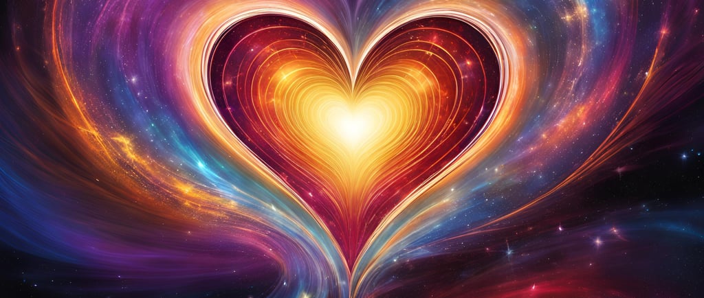 Radiant light emanating from a glowing heart, symbolizing the energy of unconditional love 