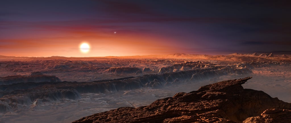 Ilustração artística do exoplaneta Proxima Centauri b.