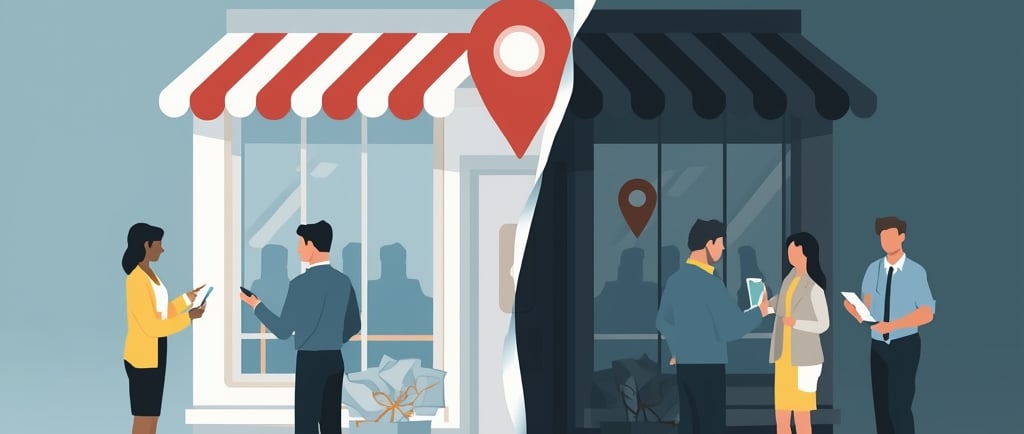 um grupo de pessoas em pé em frente a uma loja