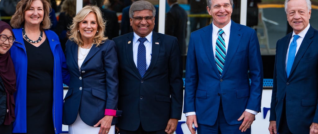 Dr. Jill Biden with President of Forsyth Tech Janet Spriggs, Dir. of NSF, Governor of NC, Winsto