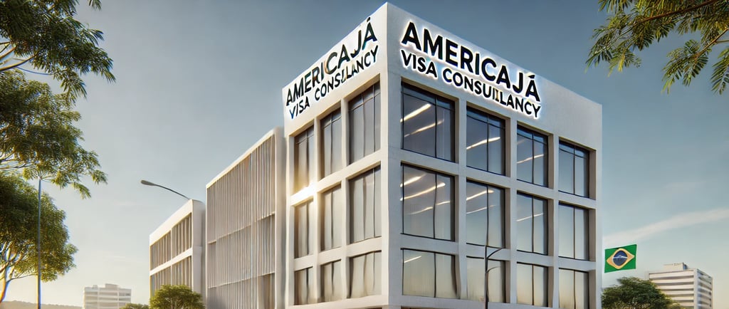 Exterior de um prédio comercial moderno em Cuiabá, Mato Grosso, com fachada limpa, janelas grandes e sinalização visível da A