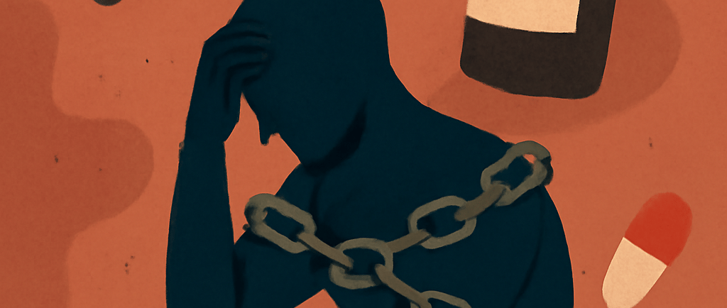 Animation of what it feels like to be caught in additions like alcohol, pills and smoking. 