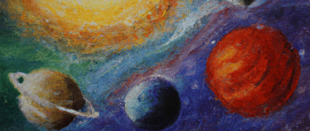 a painting of a painting of planets and planets