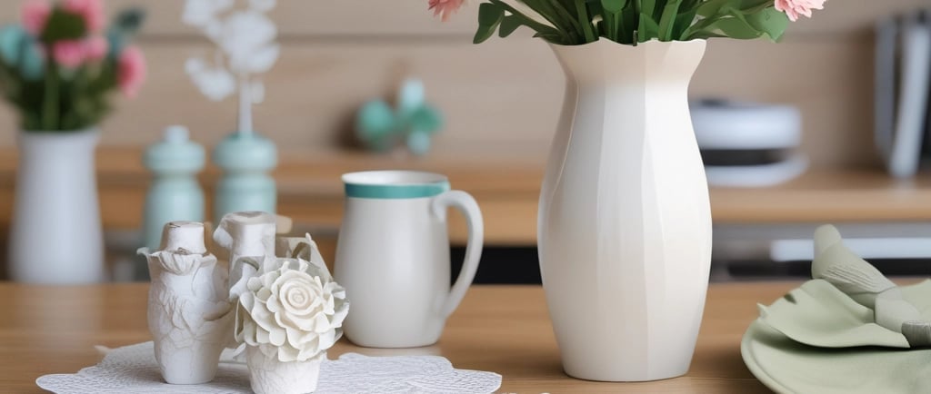 3D cricut flowers on kitchen top