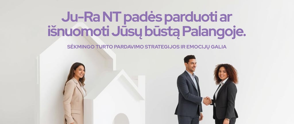 Ju-Ra NT pades isnuomoti ir parduoti Jusu busta Palangoje. Real estate agents agreeing on the deal.