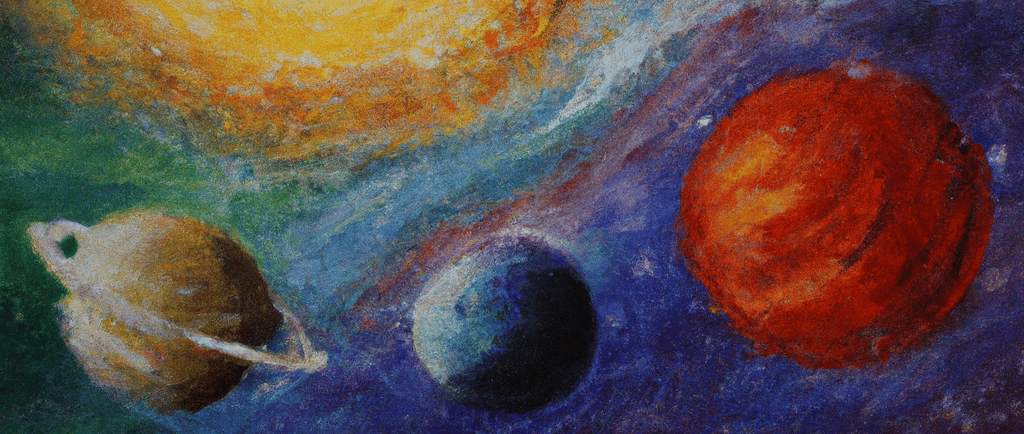 a painting of a painting of planets and planets