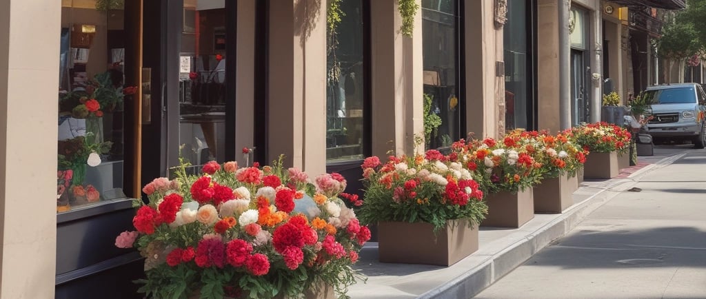 luxury flowers outside luxury florist in LA street