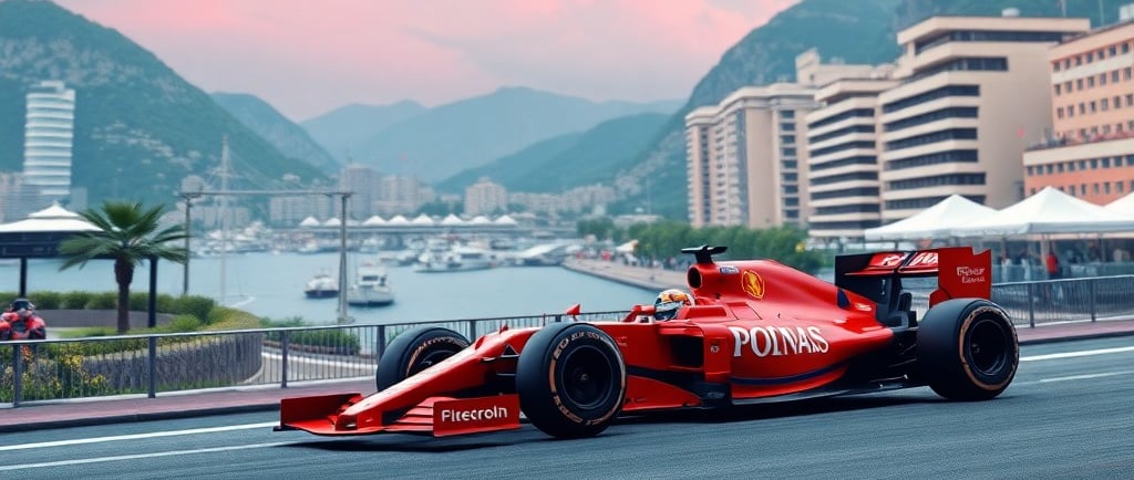Formula one car speeding in Monaco Grand Prix