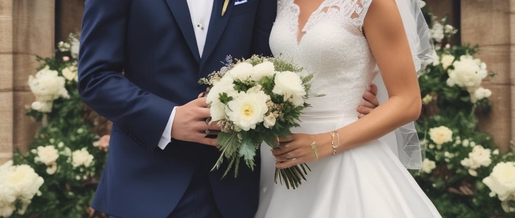 a woman holding a book and a bouquet of flowers