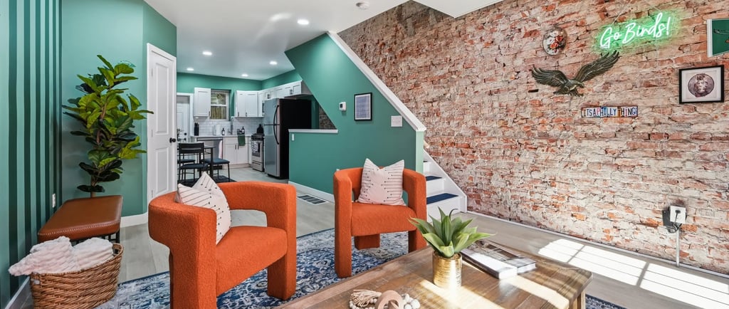 Living room of a South Philadelphia Airbnb