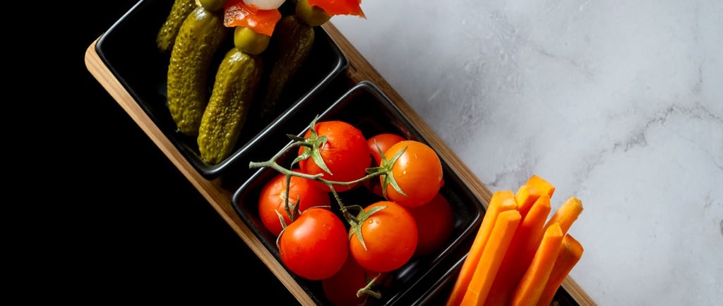 a tray with vegetables and vegetables on it