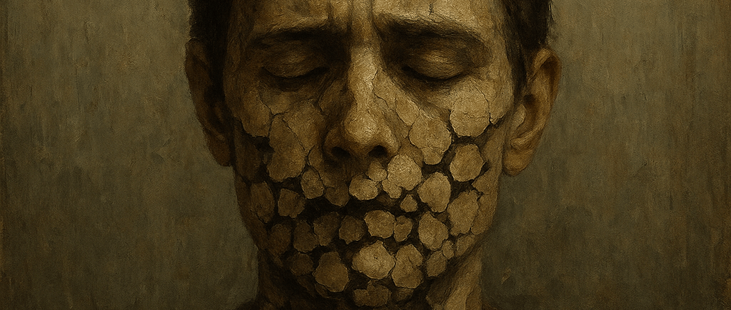 a man with a face covered in a face mask
