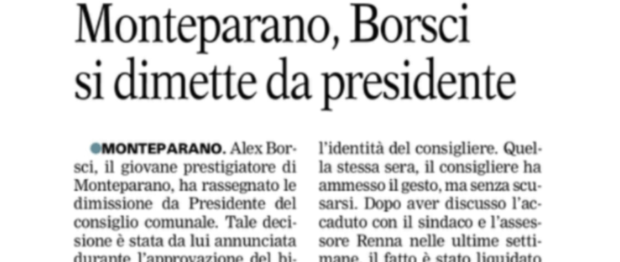 anteprima gazzetta del mezzogiorno alex borsci dimissioni presidente del consiglio comunale