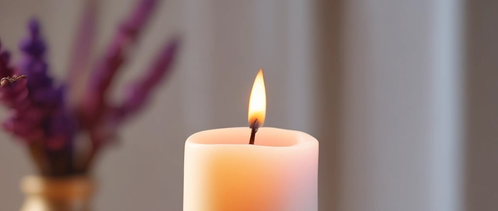 lighted candle on brown dried leaves