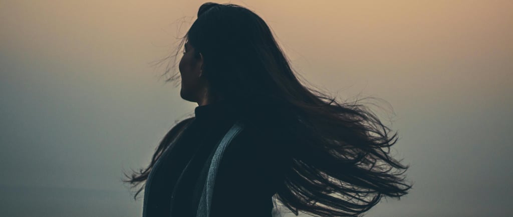 a woman with long hair