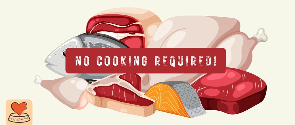 an image of raw meat displaying a no cooking required sign
