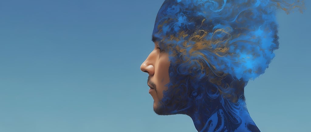 homem, com efeito de fumaça saindo da cabeça, significando tranforação