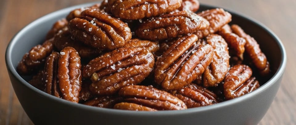 a bowl of nuts and pecans on a table