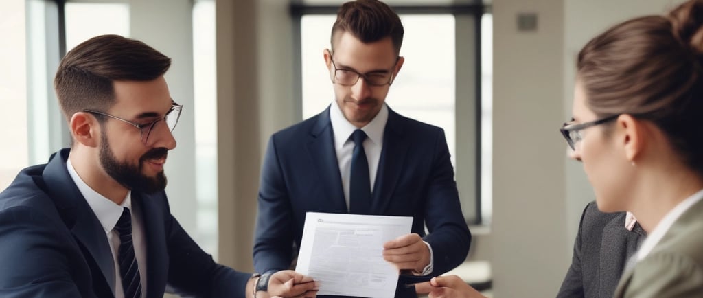 a man holding a sign that says financial services
