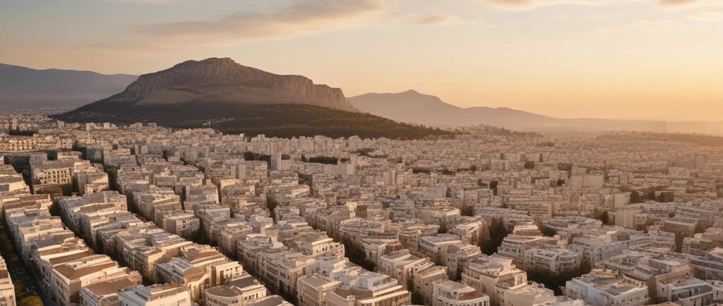 a cityscape of a city with a mountain in the background