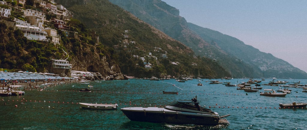 Beautiful beach on the Amalfi Coast in Italy during the summer.